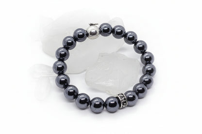 Apple Silver Bead with Hematite Beads Bracelet