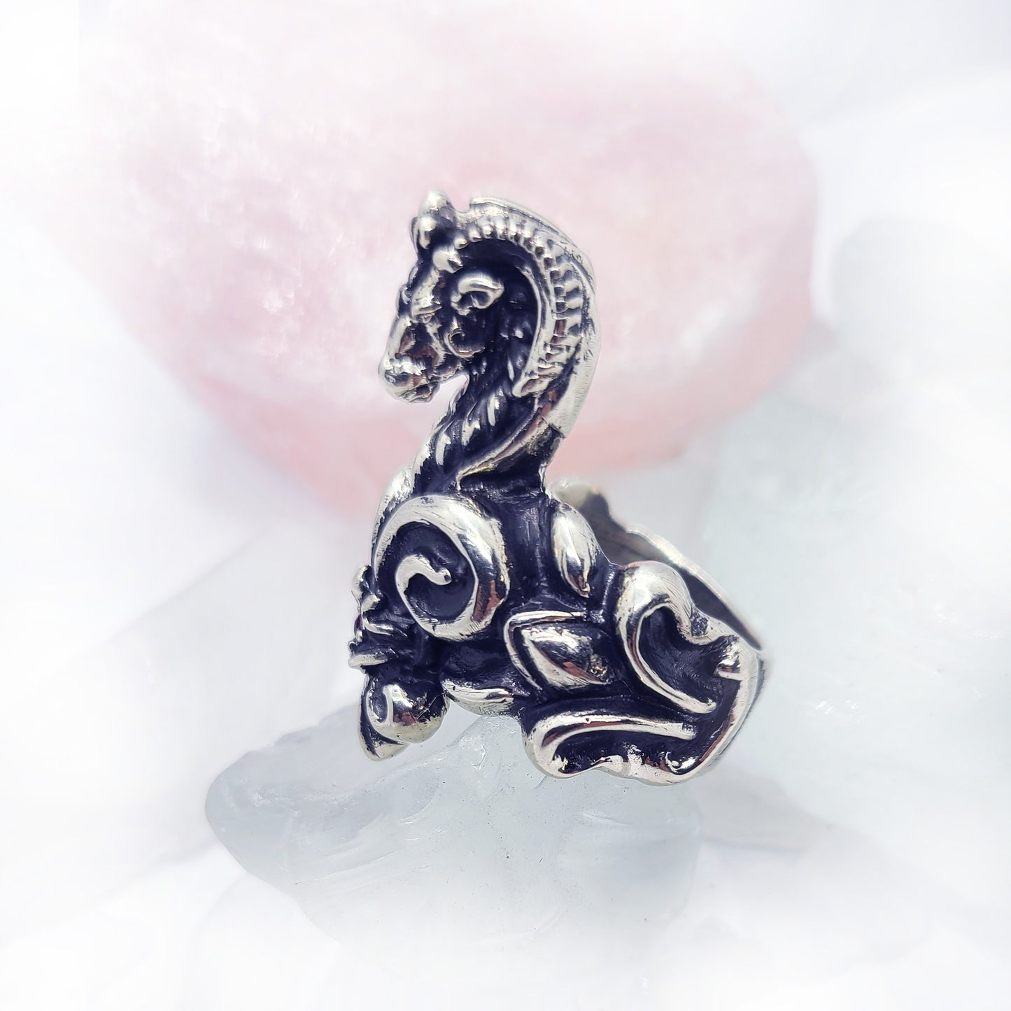Aries Fleur De Lis Sterling Silver Ring with Ruby Stones