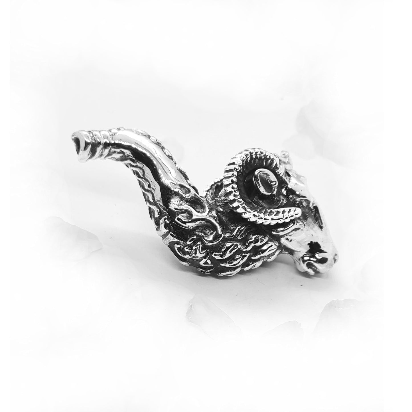 Aries Ram Head Sterling Silver Pipe