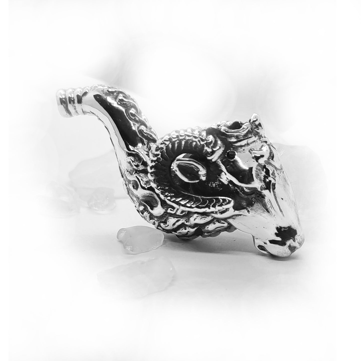 Aries Ram Head Sterling Silver Pipe