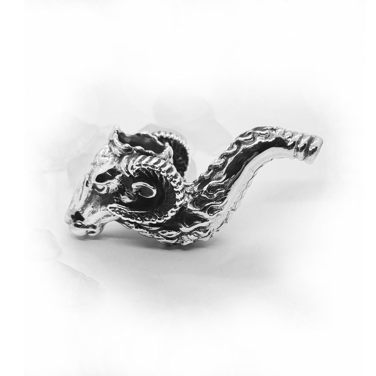 Aries Ram Head Sterling Silver Pipe