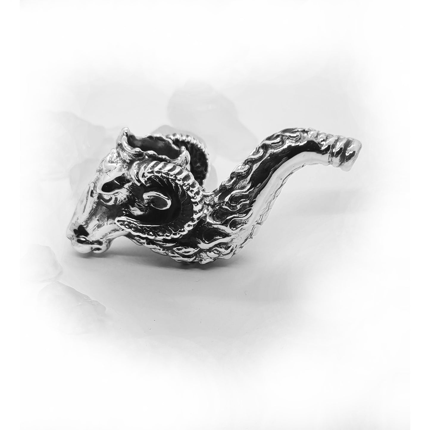 Aries Ram Head Sterling Silver Pipe