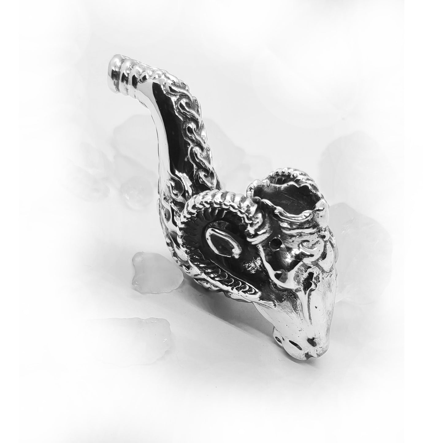 Aries Ram Head Sterling Silver Pipe