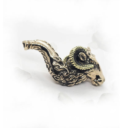 Aries Head Unique Smoking Bronze Pipe. Art Handmade Cute Tobacco Pipes. Smoker Gift pipe. Beautiful Pipes