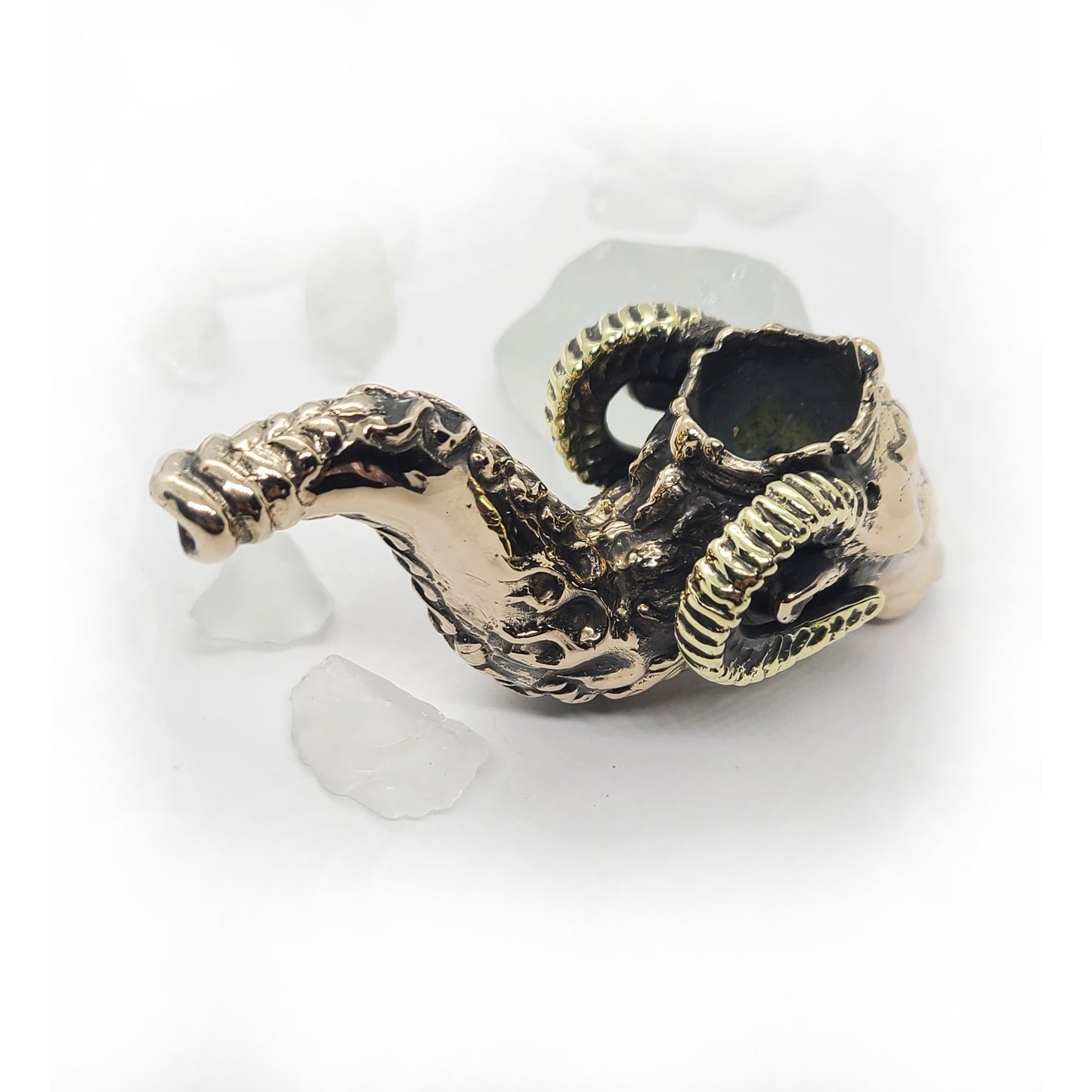 Aries Head Unique Smoking Bronze Pipe. Art Handmade Cute Tobacco Pipes. Smoker Gift pipe. Beautiful Pipes