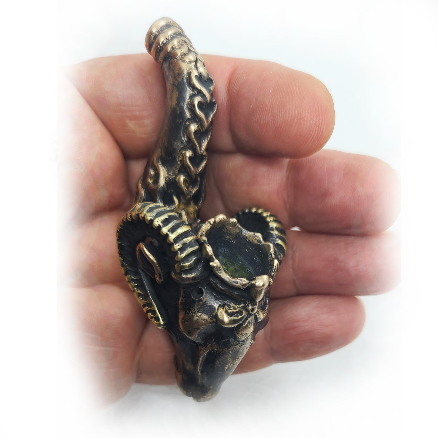 Aries Head Unique Smoking Bronze Pipe. Art Handmade Cute Tobacco Pipes. Smoker Gift pipe. Beautiful Pipes