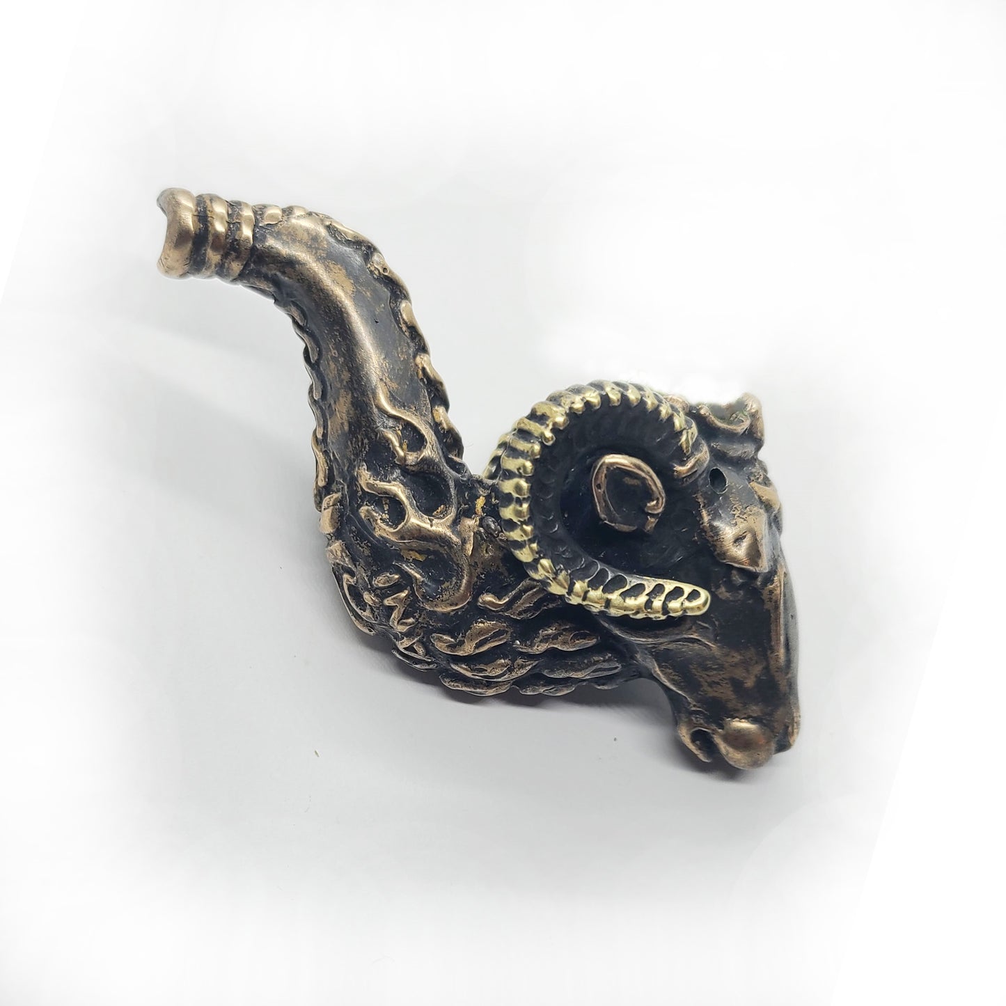 Aries Head Unique Smoking Bronze Pipe. Art Handmade Cute Tobacco Pipes. Smoker Gift pipe. Beautiful Pipes