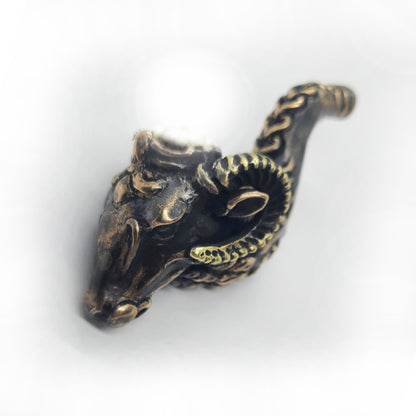 Aries Head Unique Smoking Bronze Pipe. Art Handmade Cute Tobacco Pipes. Smoker Gift pipe. Beautiful Pipes