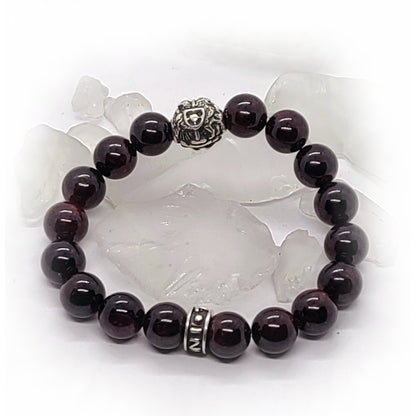 Armenian Coat of Arms Silver Bead and Garnet Stone Beads Bracelet