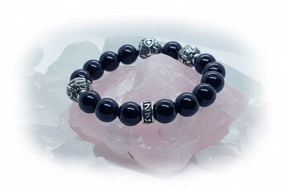 Armenian Coat of Arms and Two Tigran the Great Silver Beads and Garnet Stone Beads Bracelet