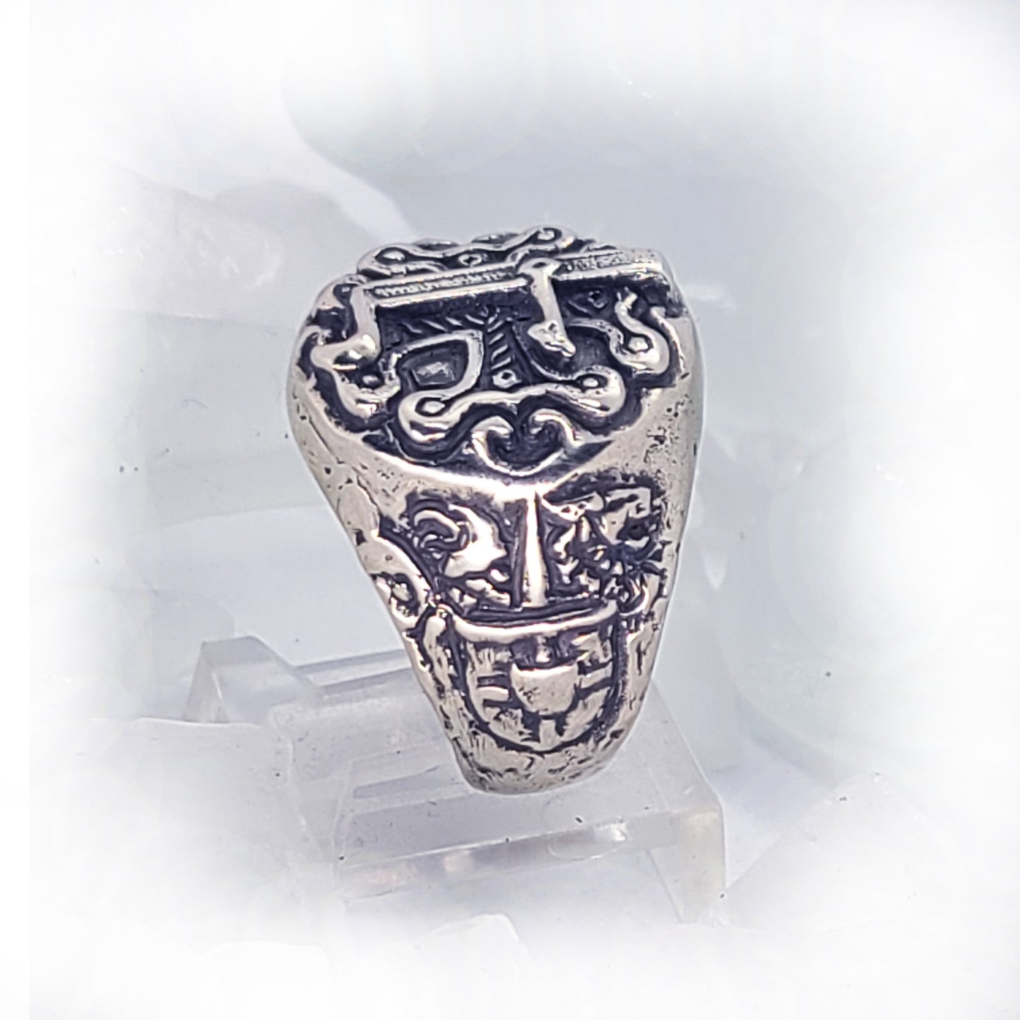 Essence Armenian Sterling Silver Cross and E Ring