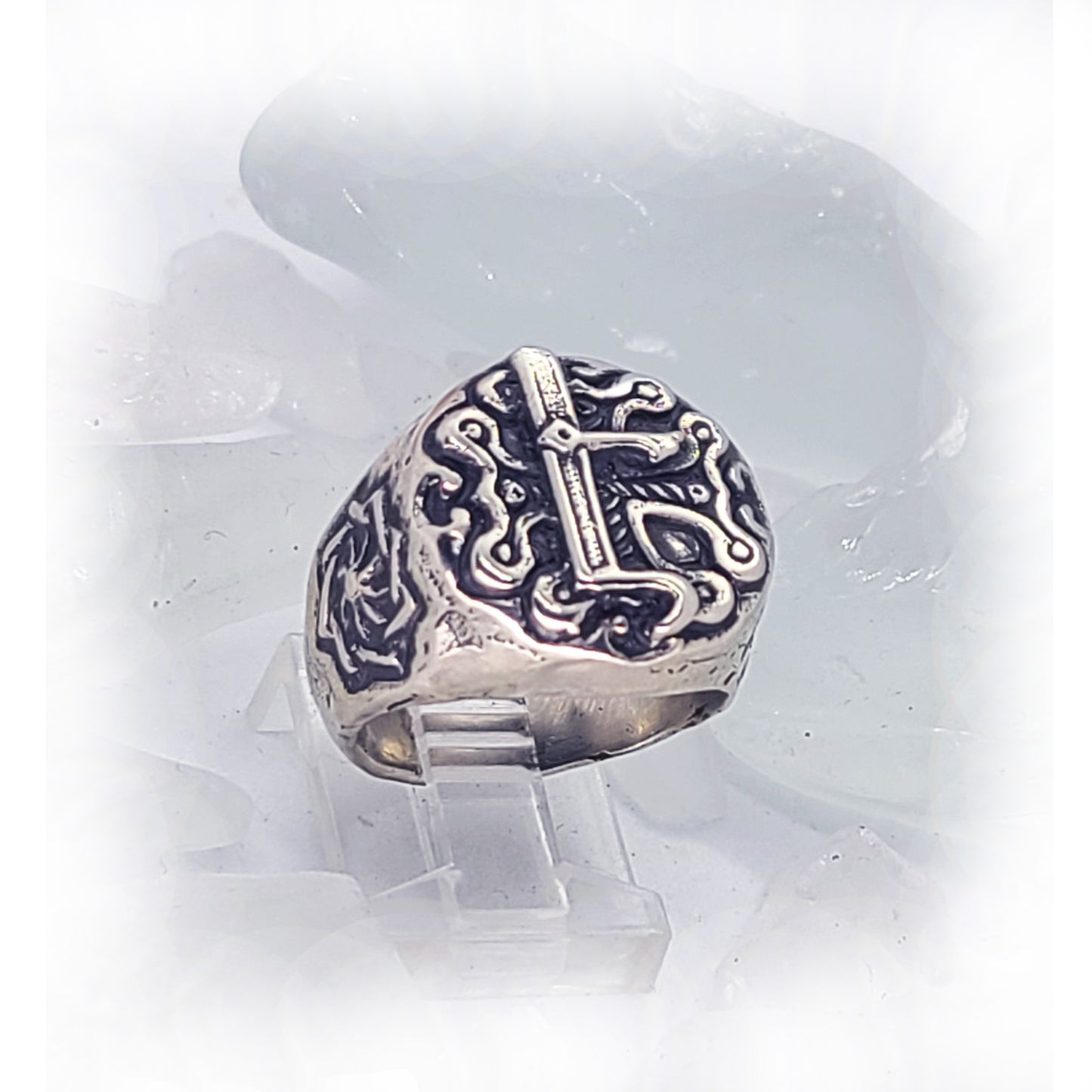 Essence Armenian Sterling Silver Cross and E Ring