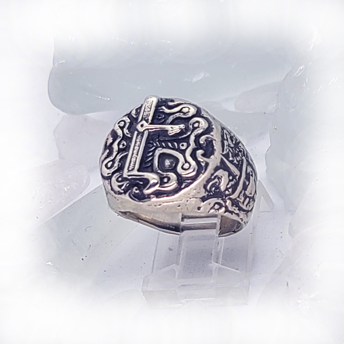 Essence Armenian Sterling Silver Cross and E Ring