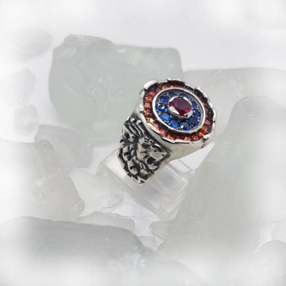 Armenian Sterling Silver Ring with Flag Color CZ Stones