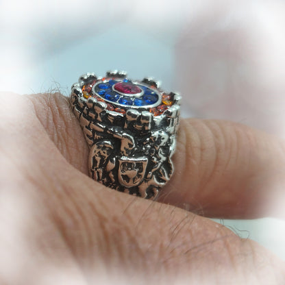 Armenian Sterling Silver Ring with Flag Color CZ Stones