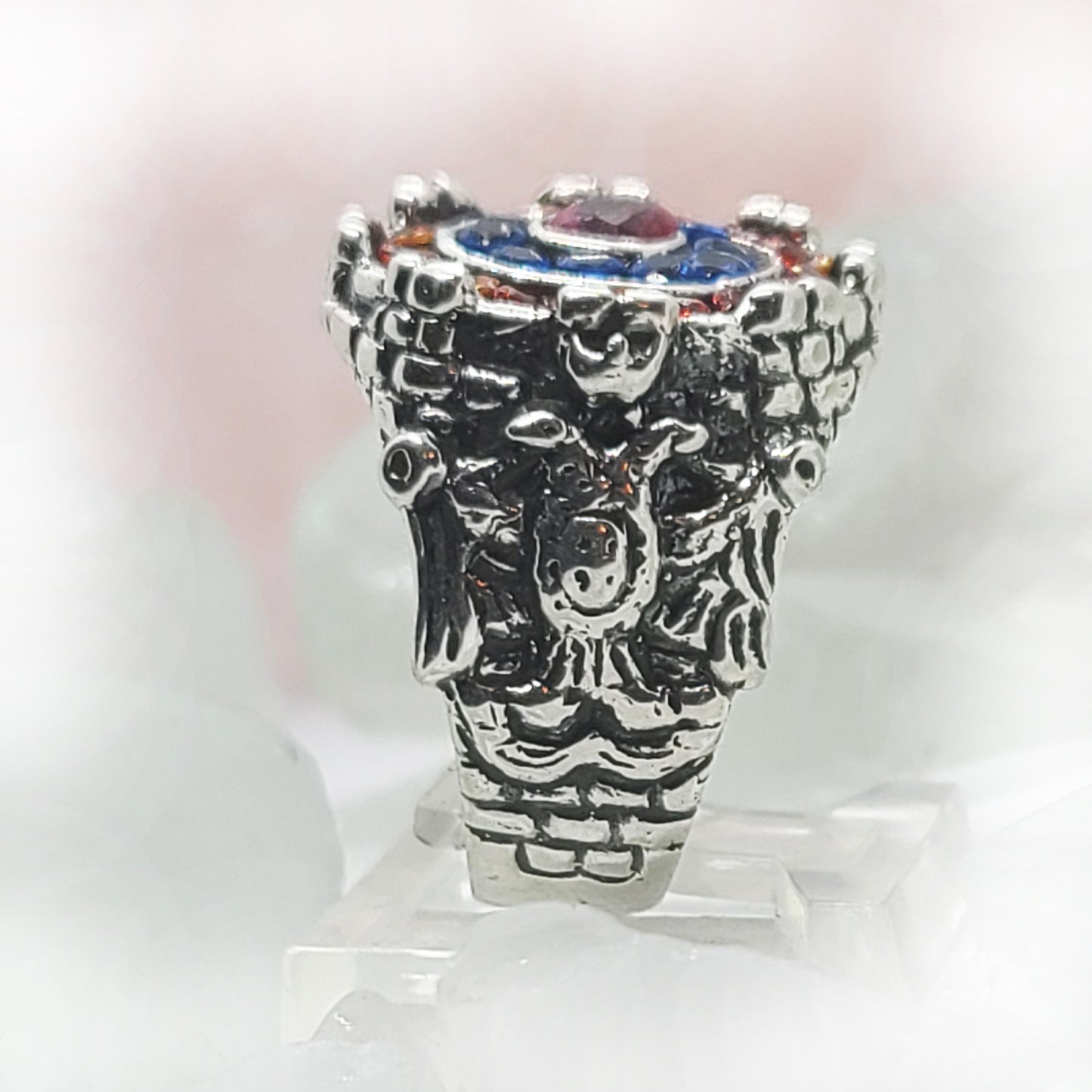 Armenian Sterling Silver Ring with Flag Color CZ Stones