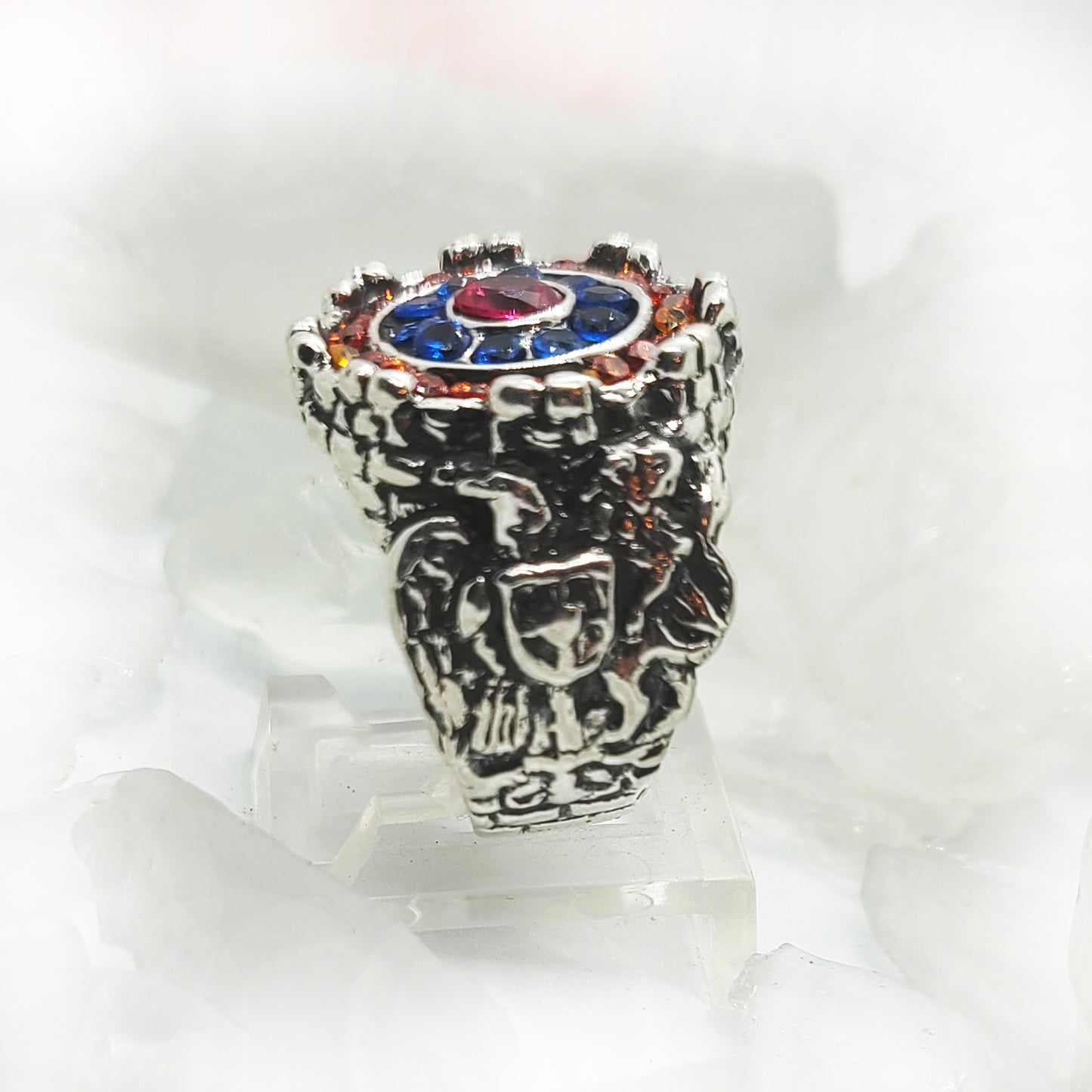 Armenian Sterling Silver Ring with Flag Color CZ Stones