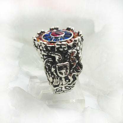 Armenian Sterling Silver Ring with Flag Color CZ Stones