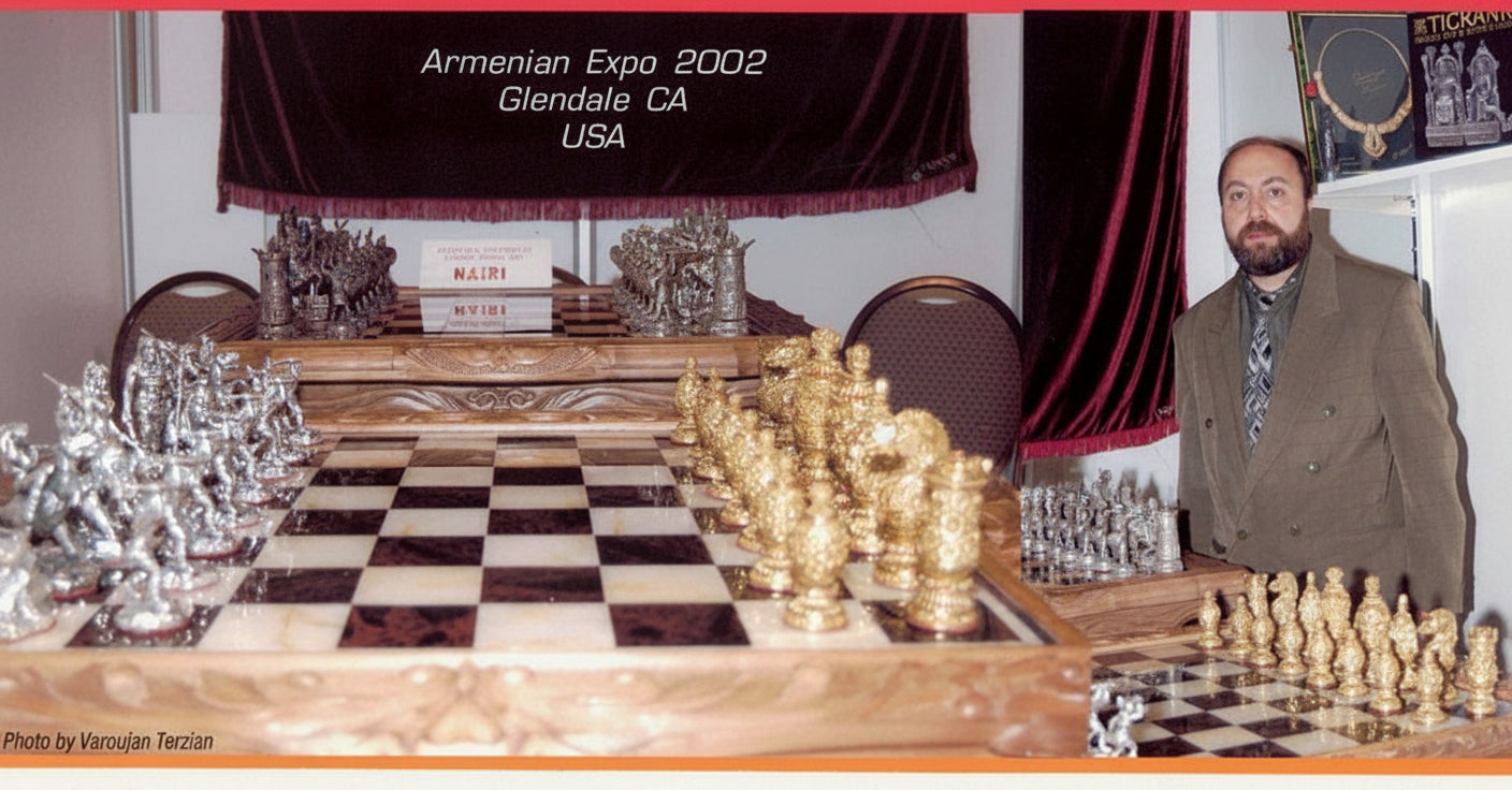 Armenian Historical Sterling Silver & Bronze Chess Set