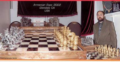 Armenian Historical Sterling Silver & Bronze Chess Set