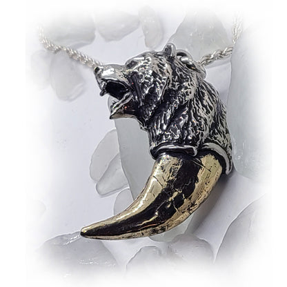 Angry Bear with Bronze Fang Pendant