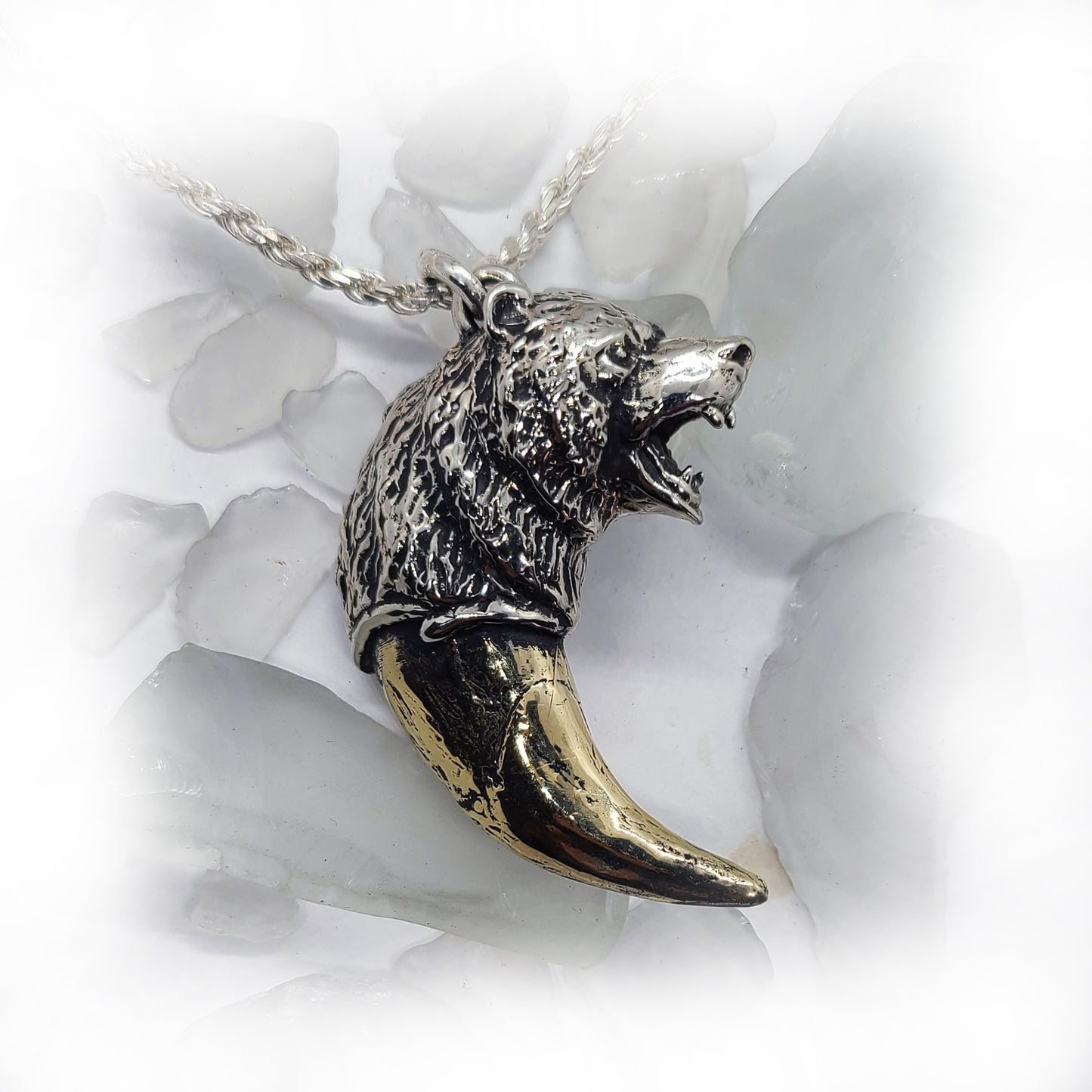 Angry Bear with Bronze Fang Pendant
