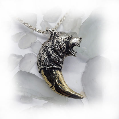 Angry Bear with Bronze Fang Pendant