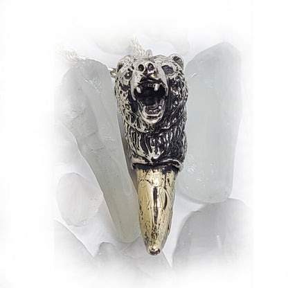Angry Bear with Bronze Fang Pendant
