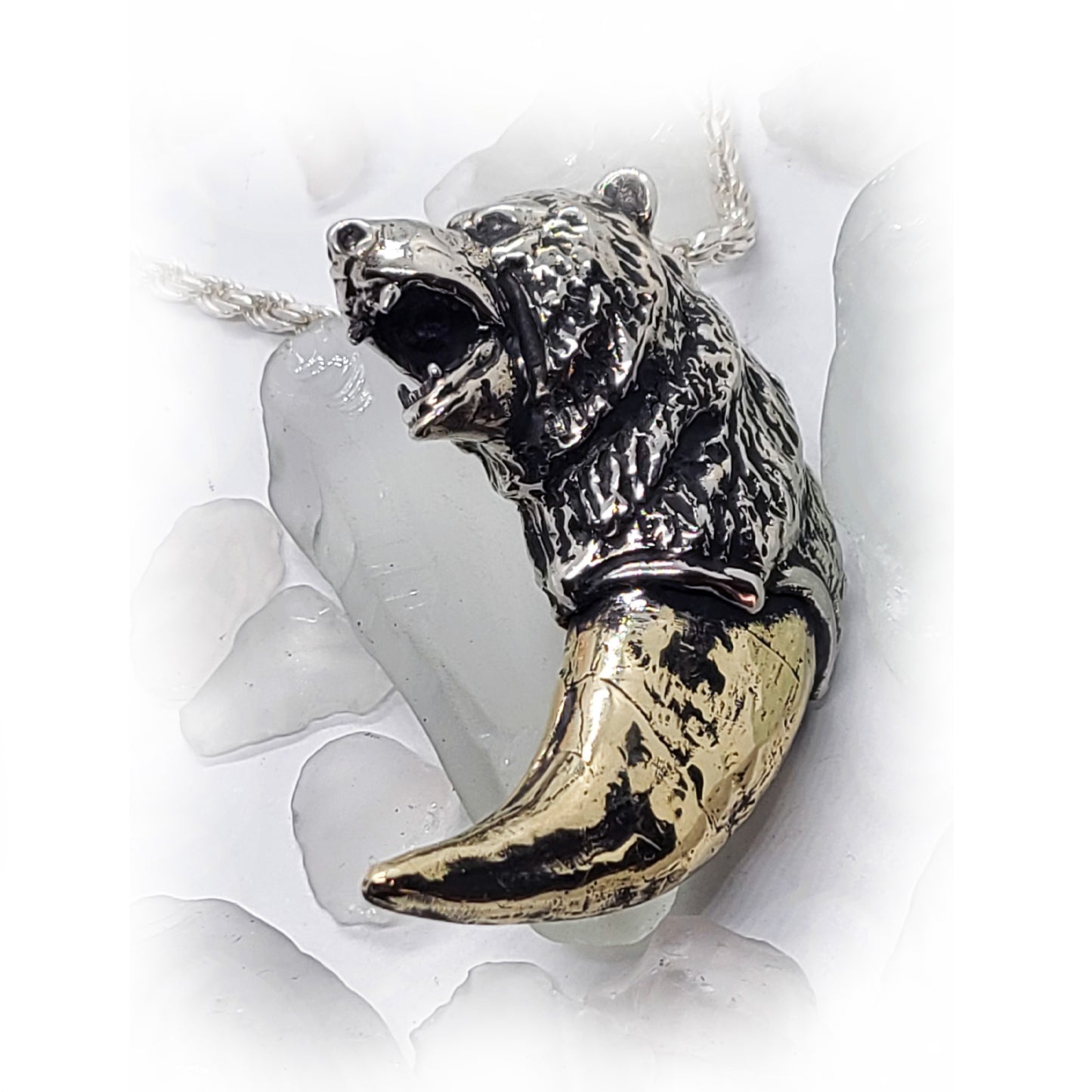 Angry Bear with Bronze Fang Pendant
