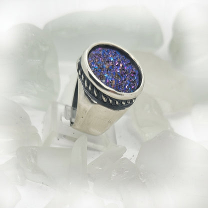 Sterling Silver Vintage Ring with Natural Purple Stone