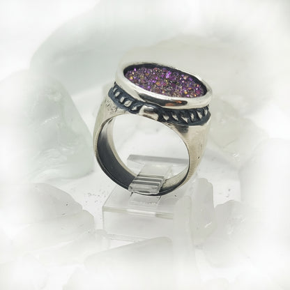 Sterling Silver Vintage Ring with Natural Purple Stone
