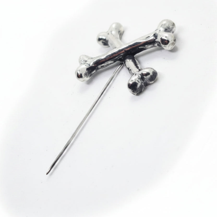 Bones Crossed Sterling Silver Pin