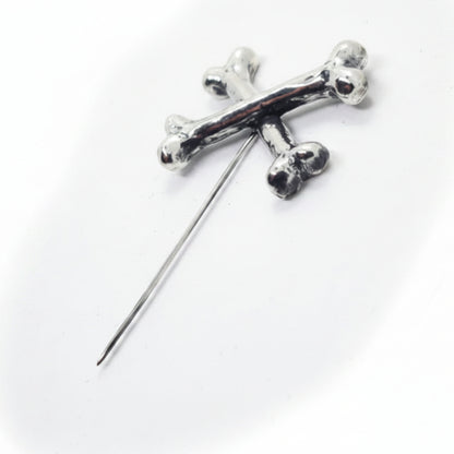 Bones Crossed Sterling Silver Pin