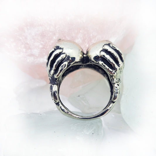Squeezing Boobies Sterling Silver Ring