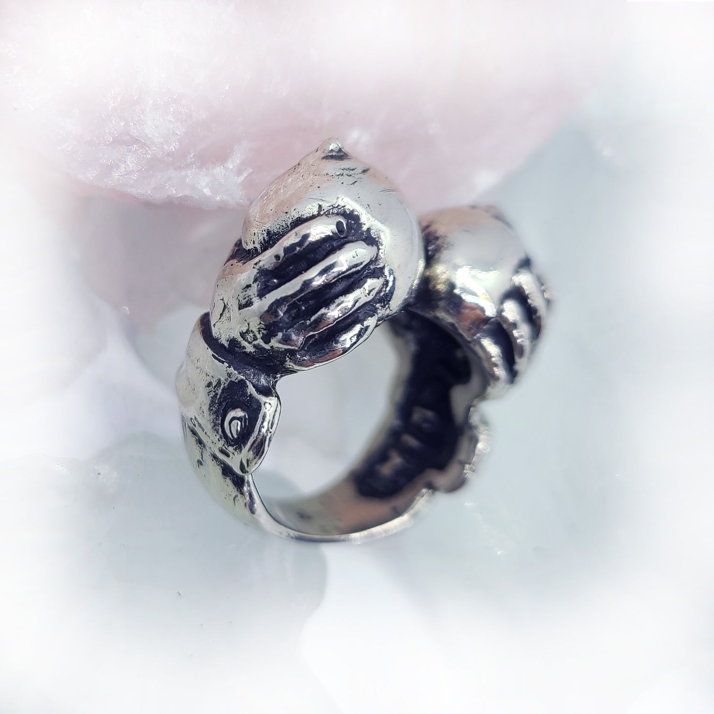Squeezing Boobies Sterling Silver Ring