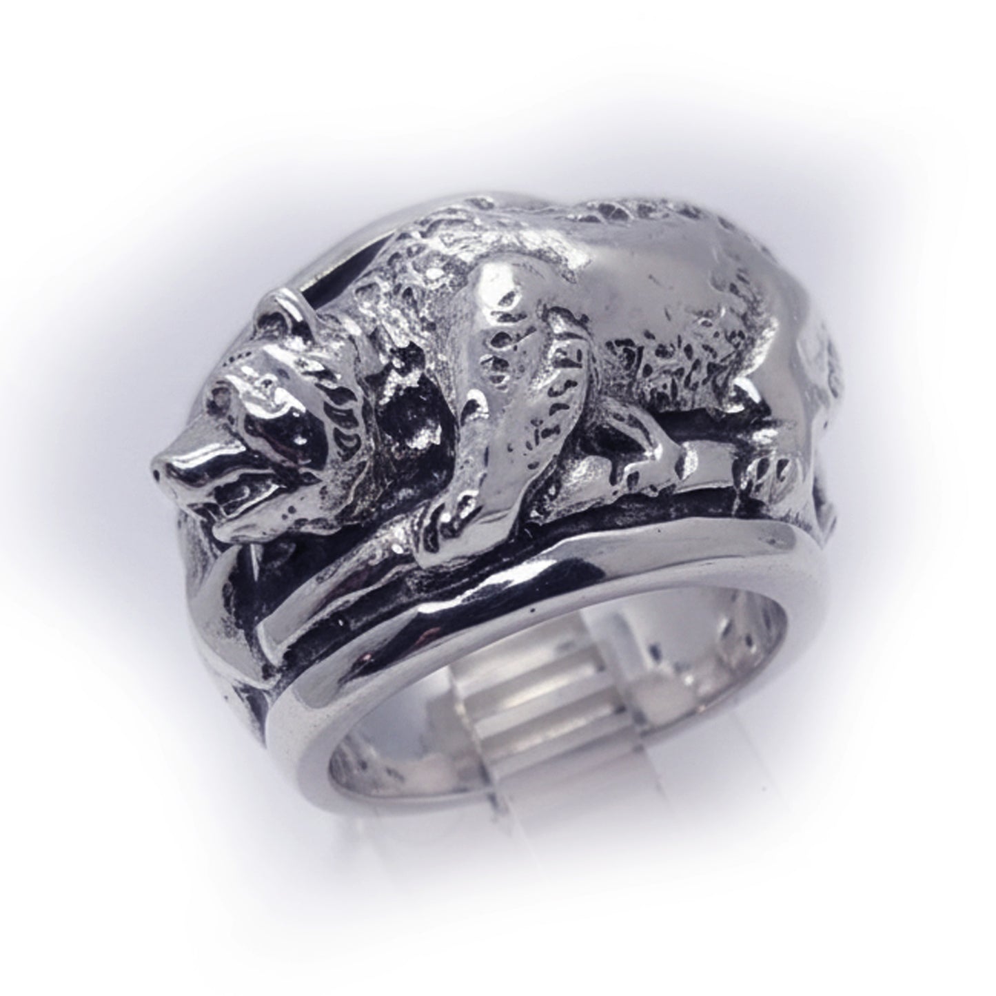California Flag Bear Sterling Silver Ring