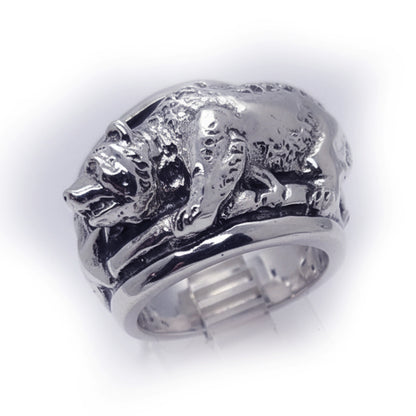 California Flag Bear Sterling Silver Ring