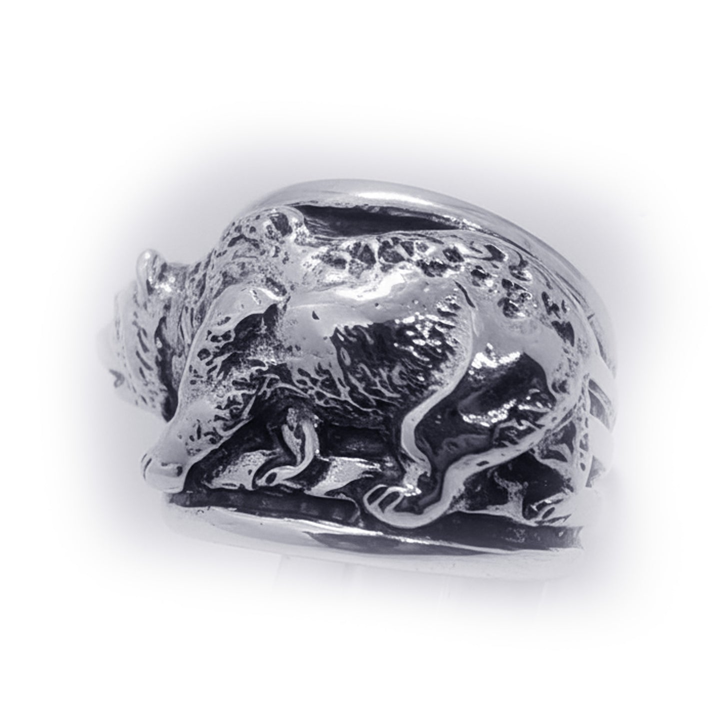 California Flag Bear Sterling Silver Ring