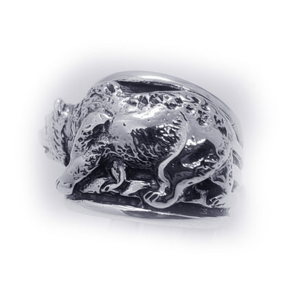 California Flag Bear Sterling Silver Ring