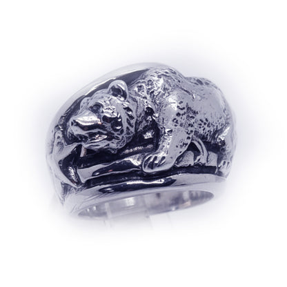 California Flag Bear Sterling Silver Ring