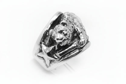 California Flag Bear Sterling Silver Ring
