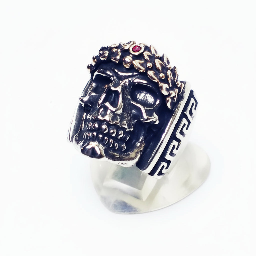 Caesar Head Skull Sterling Silver Ring