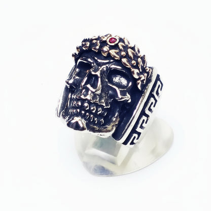 Caesar Head Skull Sterling Silver Ring