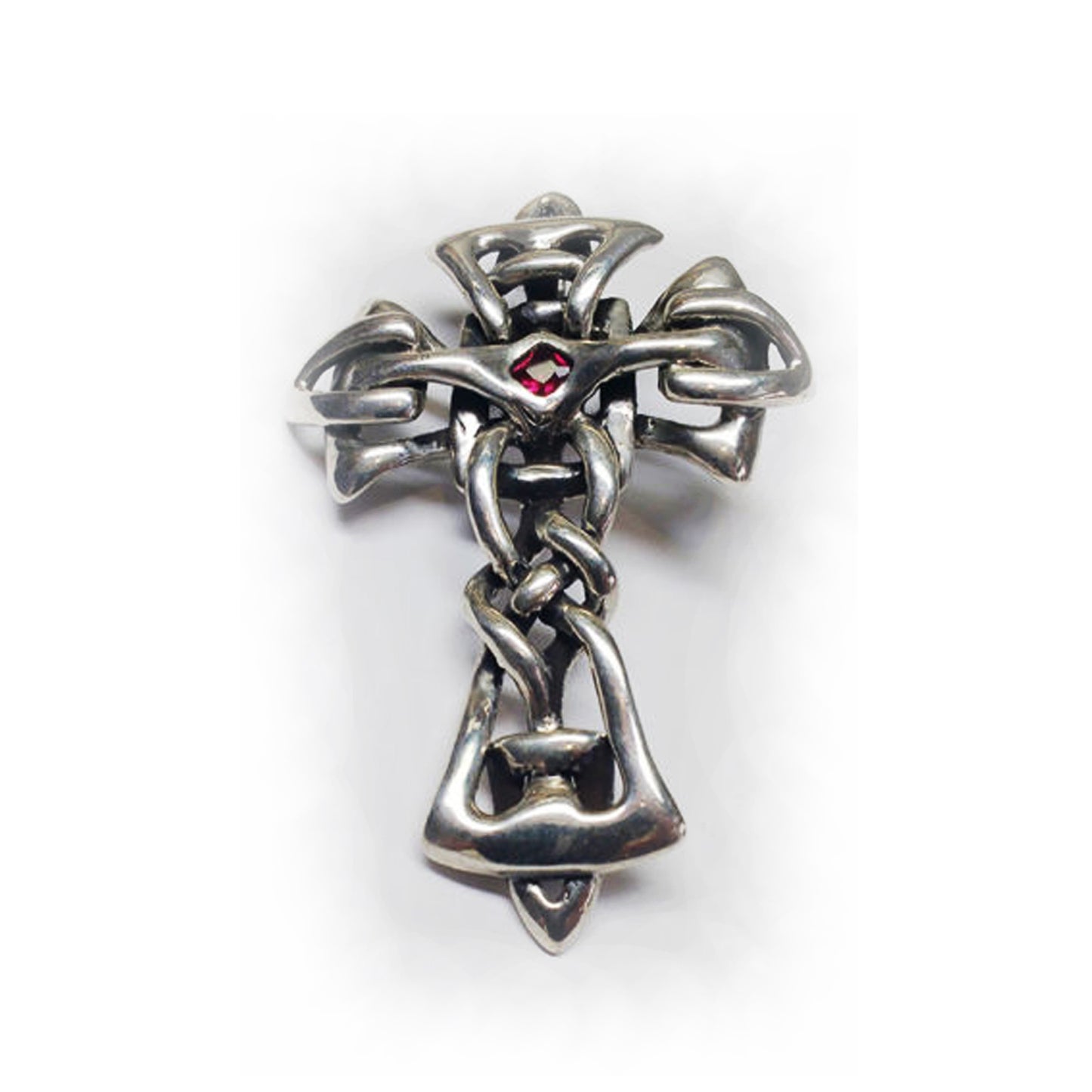Electric Cross Sterling Silver Pendant with Ruby