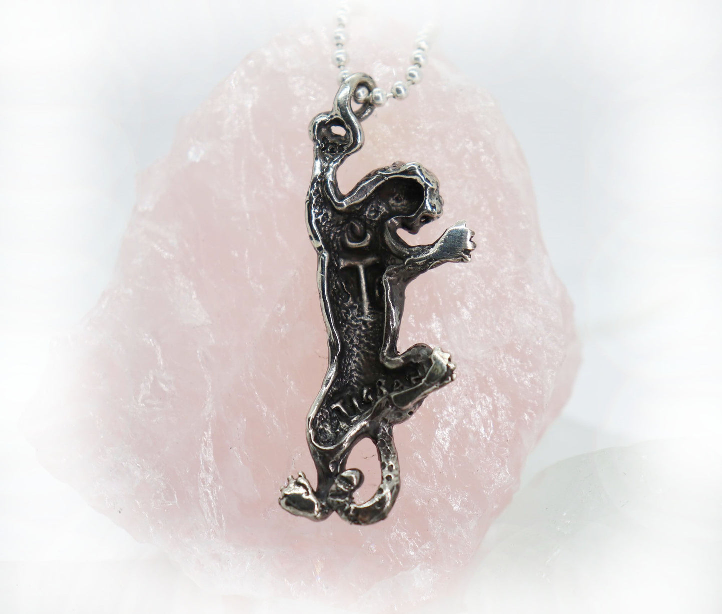 Climbing Cheetah Sterling Silver Pendant
