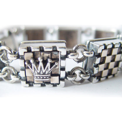 Chess Board Sterling Silver & Bronze Bracelet