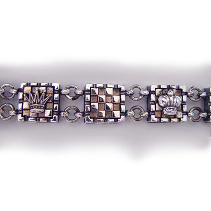 Chess Board Sterling Silver & Bronze Bracelet