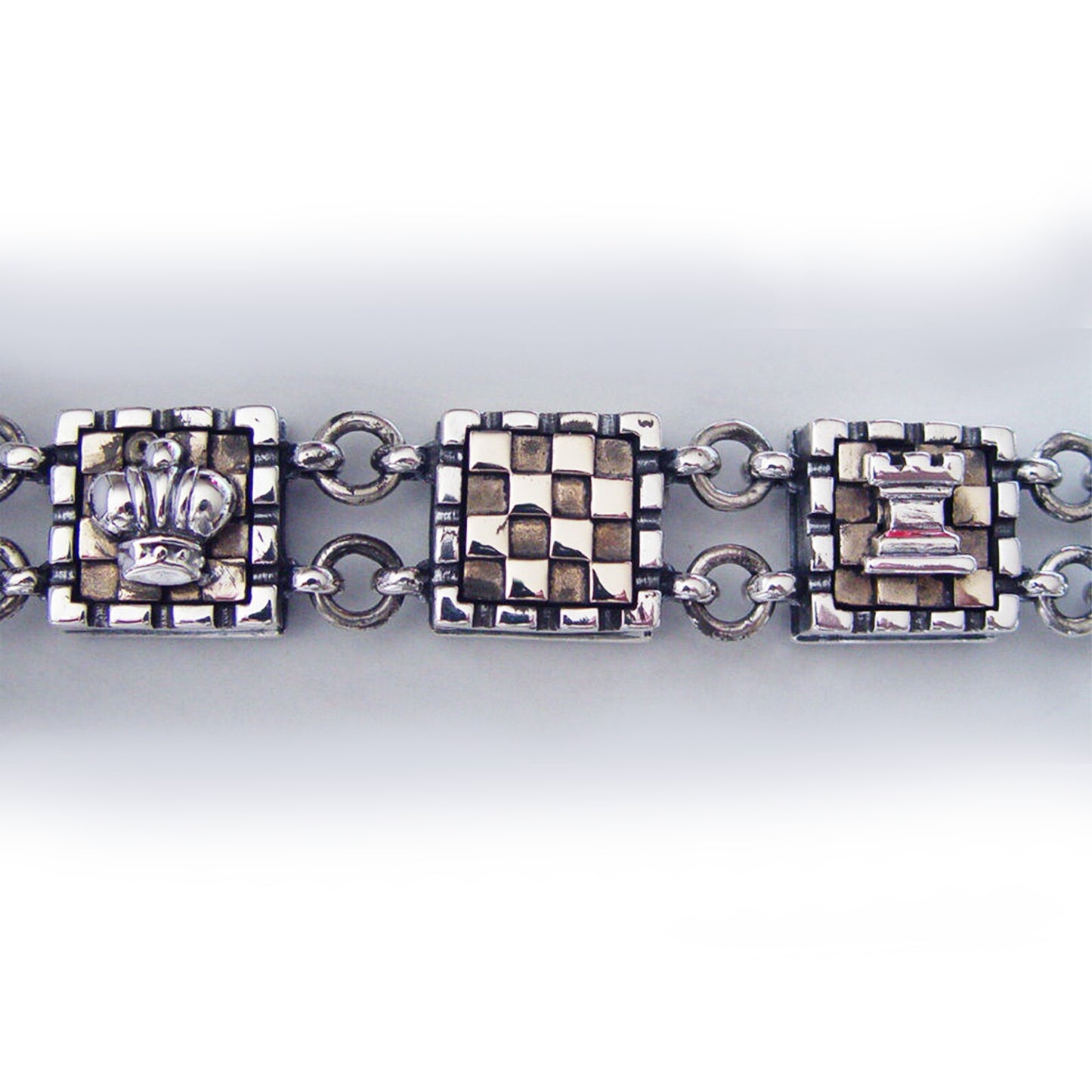 Chess Board Sterling Silver & Bronze Bracelet