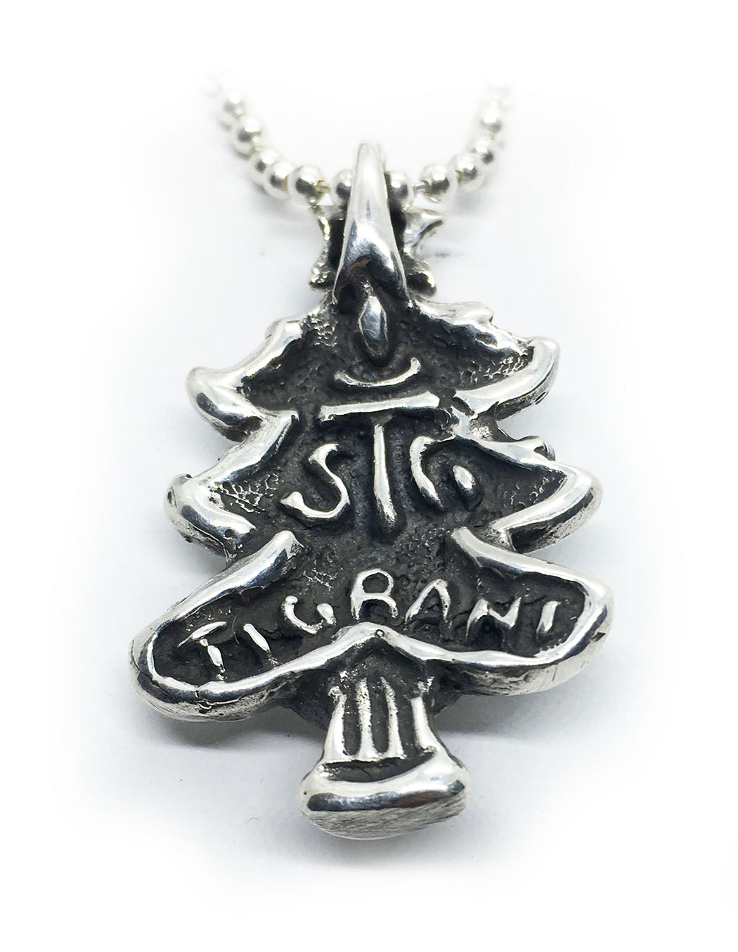 Christmas Tree with Ruby Star Sterling Silver Pendant