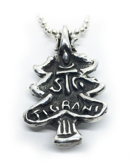 Christmas Tree with Ruby Star Sterling Silver Pendant